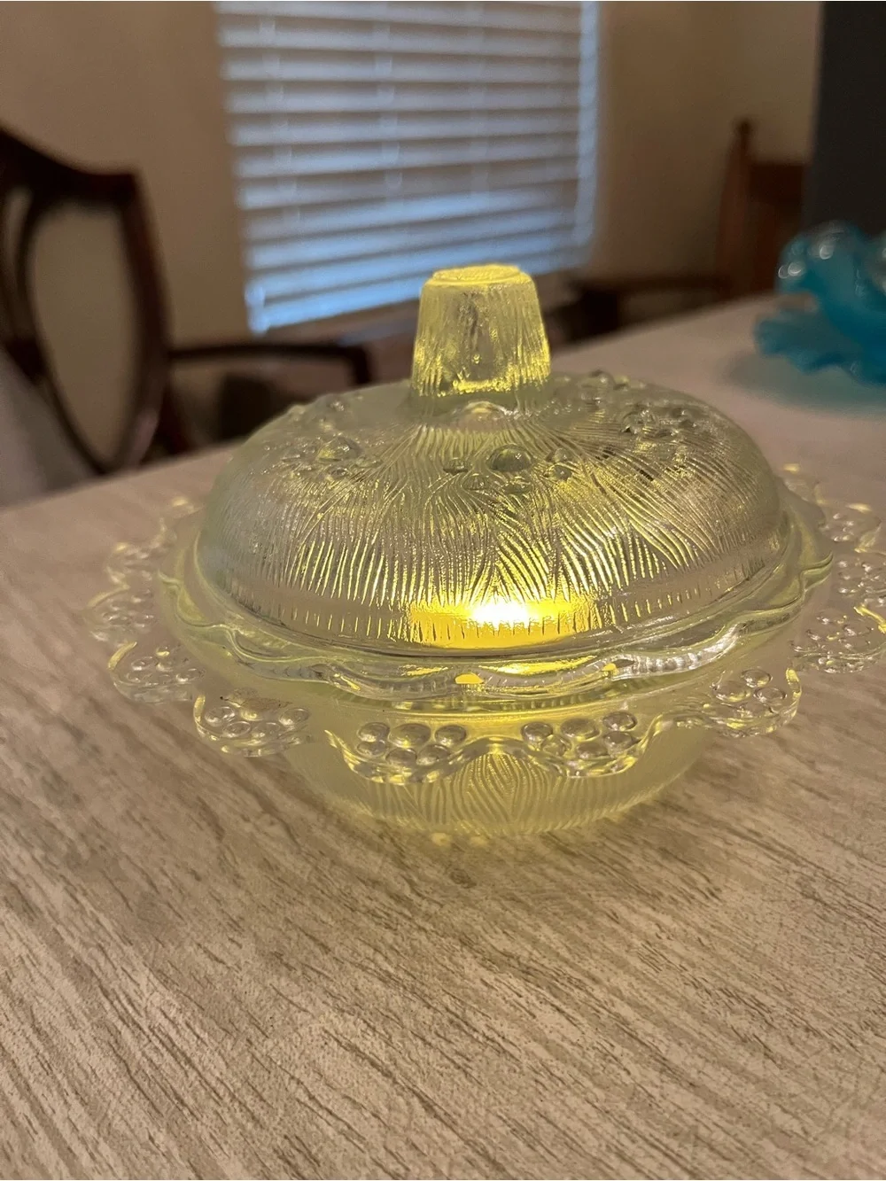Vintage Clear Glass Butter Dish Fairy Lamp | Ribbed Glass Design